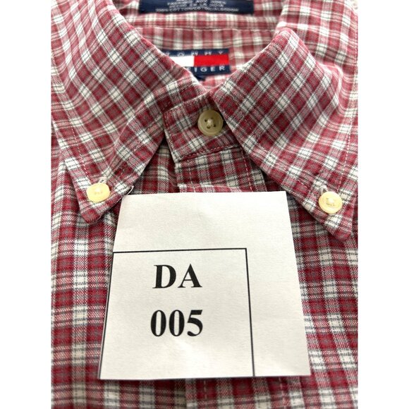 Tommy Hilfiger Mens Shirt Button Down Pocket Red/White/Blue Plaid/Solid Size L - Picture 6 of 6